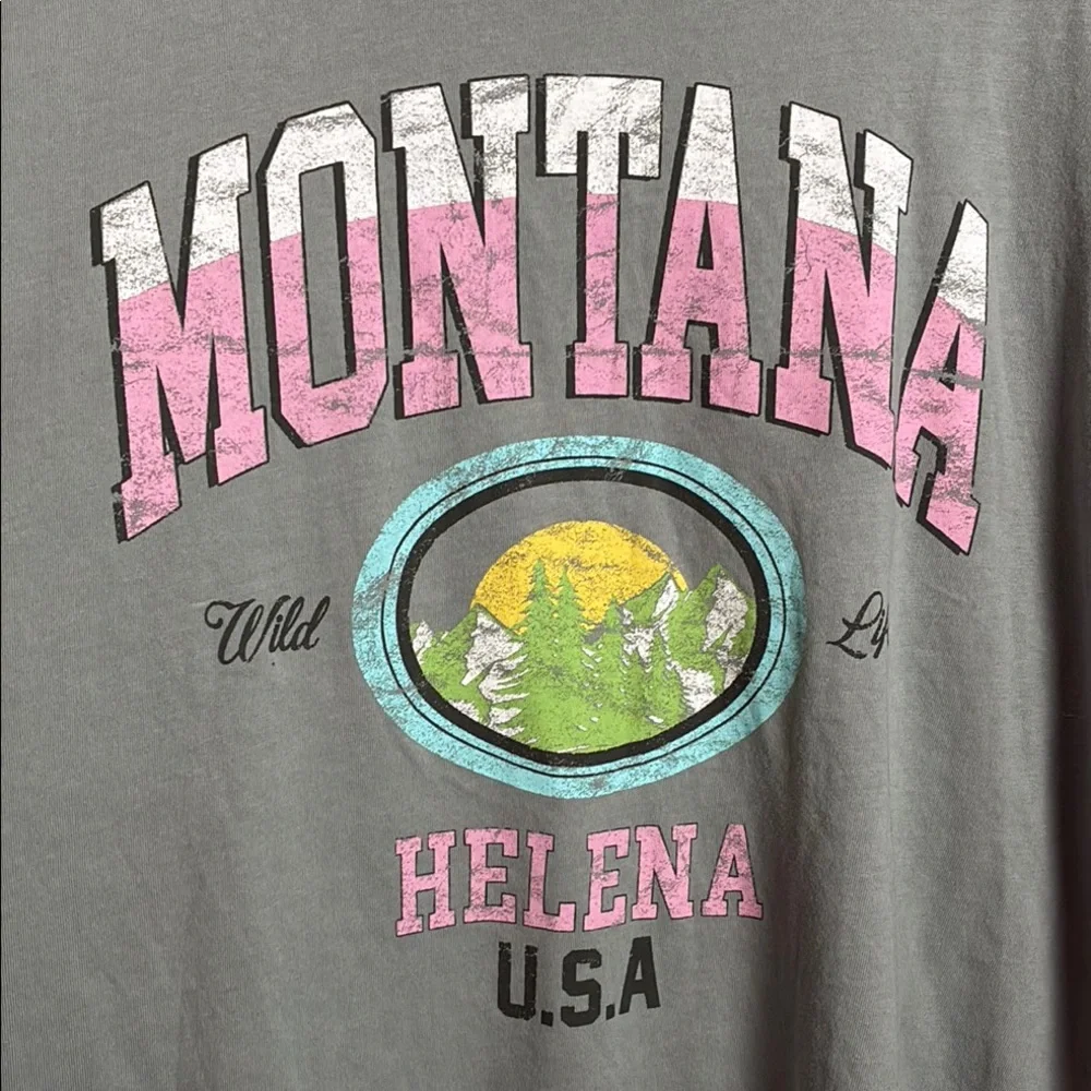 Urban Nation Gray Montana Graphic Cropped Tee - Tshirt - Picture 2 of 6